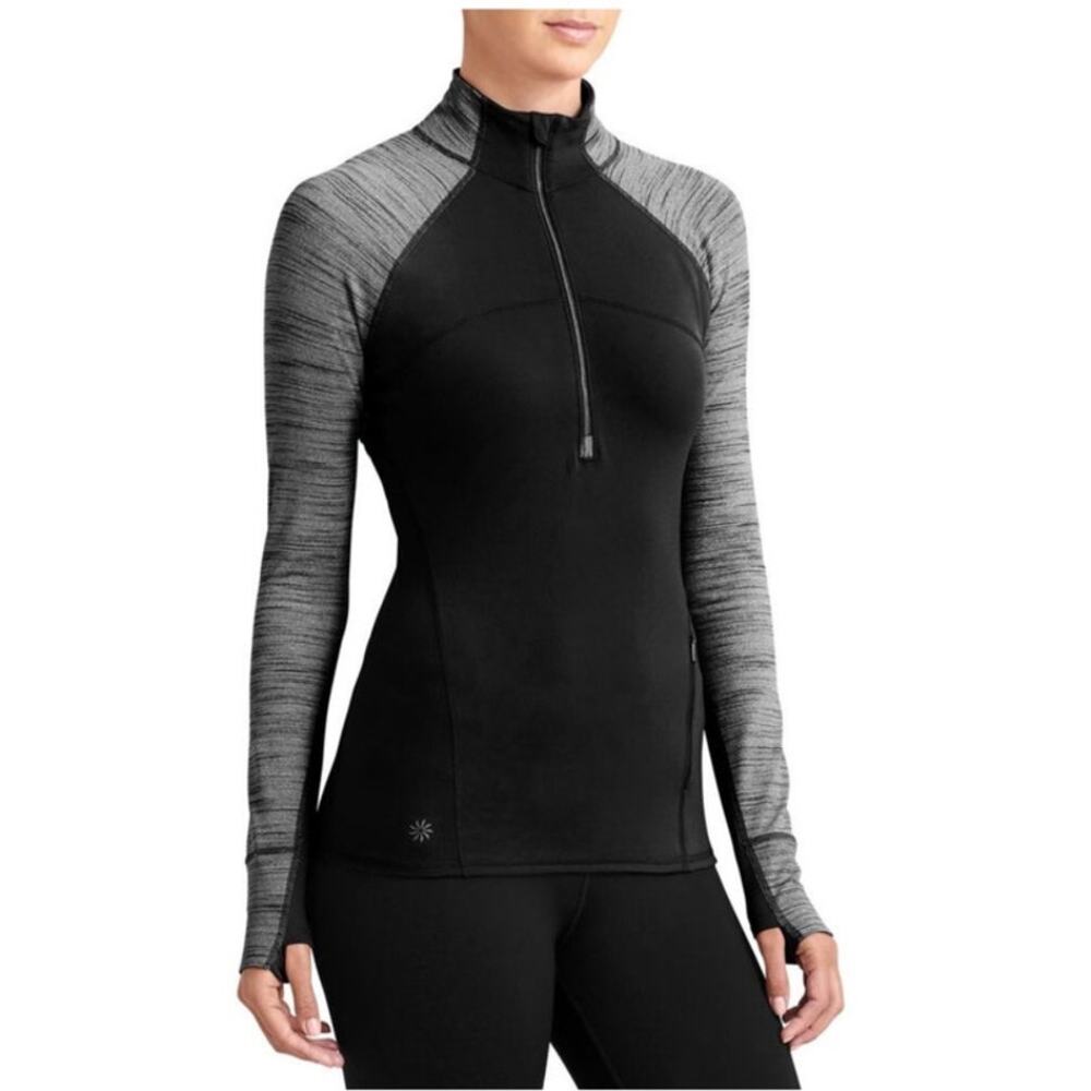Athleta Running Wild‎ Half Zip 2.0 Pullover Top in Black Heather Size S
